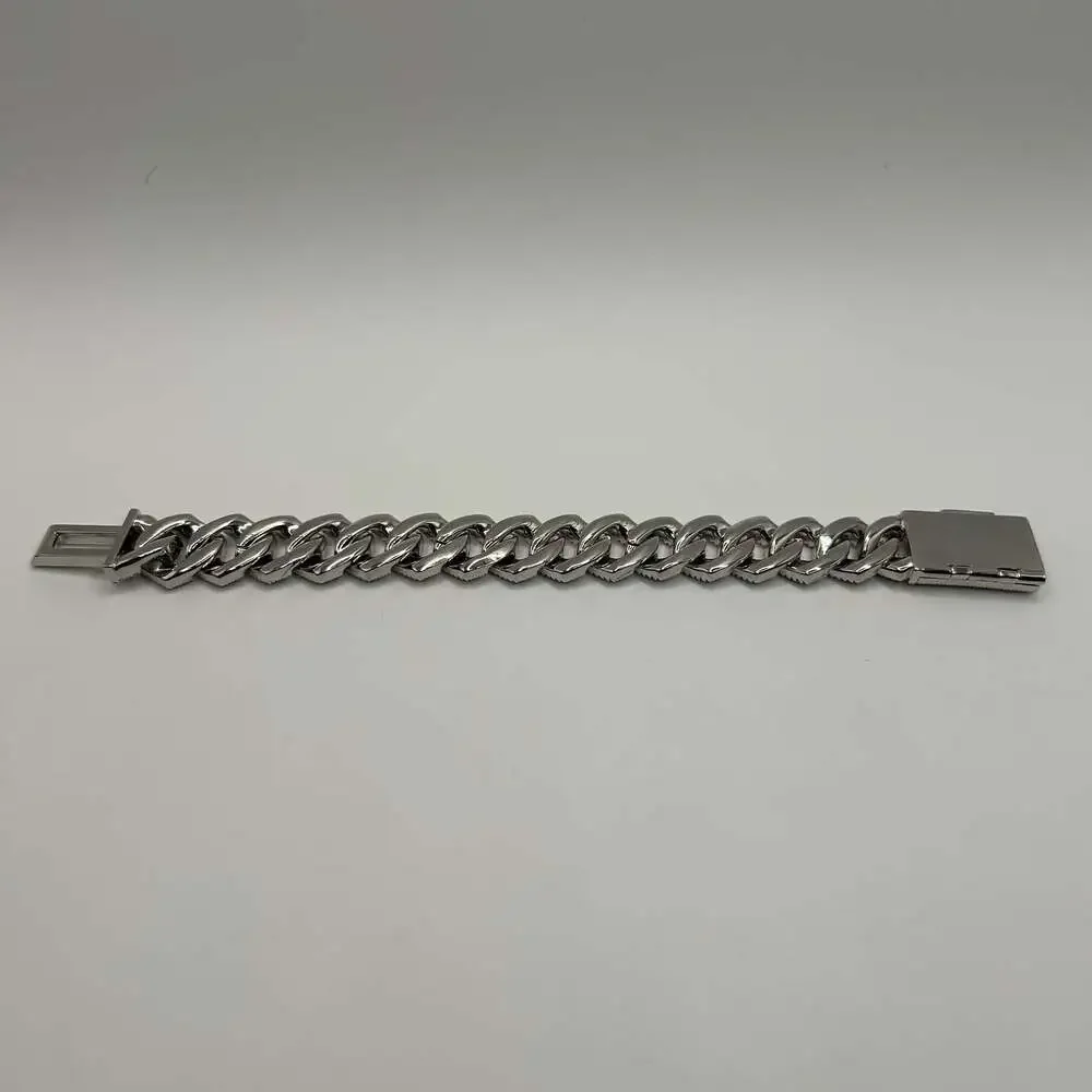 Moissanite Cuban Bracelet Silver 15mm New 4 Row 6.75 Inch Vvs1 Passes Tester